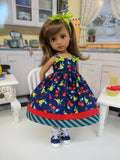 Fruit Cocktail - dress, socks & saddle shoes for Little Darling Doll or 33cm BJD