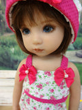 Fuchsia Meadow - romper, hat & sandals for Little Darling Doll or 33cm BJD