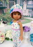 Garden Kitten - romper, hat & shoes for Little Darling Doll or 33cm BJD