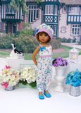 Garden Kitten - romper, hat & shoes for Little Darling Doll or 33cm BJD