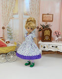 Garden Tea Party - dress, tights & shoes for Little Darling Doll or 33cm BJD