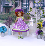 Geranium Rozanne - dress, hat, socks & shoes for Little Darling Doll or 33cm BJD