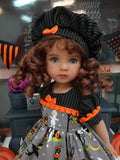 Ghostly Graveyard - dress, beret, socks & saddle shoes for Little Darling Doll or 33cm BJD