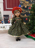 Gilded Holly Bough - dress, hat, tights & shoes for Little Darling Doll or 33cm BJD