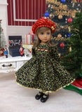 Gilded Holly Bough - dress, hat, tights & shoes for Little Darling Doll or 33cm BJD