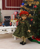 Gilded Holly Bough - dress, hat, tights & shoes for Little Darling Doll or 33cm BJD