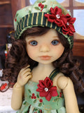 Gilded Holly Branch - dress, hat, tights & shoes for Little Darling Doll or 33cm BJD