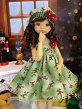 Gilded Holly Branch - dress, hat, tights & shoes for Little Darling Doll or 33cm BJD