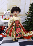 Gilded Poinsettia - dress, tights & shoes for Little Darling Doll or 33cm BJD