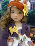 Gilded Pumpkins - dress, jacket, hat, tights & shoes for Little Darling Doll or 33cm BJD