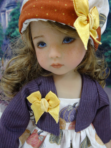 Gilded Pumpkins - dress, jacket, hat, tights & shoes for Little Darling Doll or 33cm BJD
