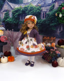 Gilded Pumpkins - dress, jacket, hat, tights & shoes for Little Darling Doll or 33cm BJD