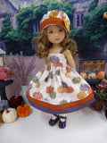 Gilded Pumpkins - dress, jacket, hat, tights & shoes for Little Darling Doll or 33cm BJD