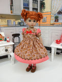 Gingerbread & Candy Canes - dress, socks & shoes for Little Darling Doll or 33cm BJD
