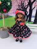 Gingham Rose - dress, hat, socks & shoes for Little Darling Doll or other 33cm BJD