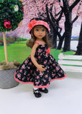 Gingham Rose - dress, hat, socks & shoes for Little Darling Doll or other 33cm BJD