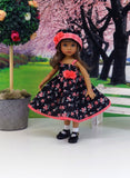 Gingham Rose - dress, hat, socks & shoes for Little Darling Doll or other 33cm BJD