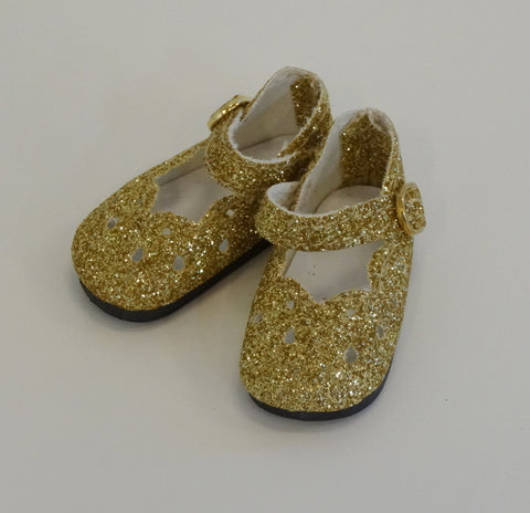 Scallop Mary Jane Shoes - Glitter Gold