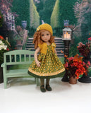 Golden Autumn Mum - dress, sweater, hat, tights & shoes for Little Darling Doll or 33cm BJD