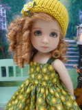 Golden Autumn Mum - dress, sweater, hat, tights & shoes for Little Darling Doll or 33cm BJD