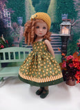 Golden Autumn Mum - dress, sweater, hat, tights & shoes for Little Darling Doll or 33cm BJD