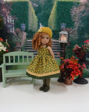 Golden Autumn Mum - dress, sweater, hat, tights & shoes for Little Darling Doll or 33cm BJD