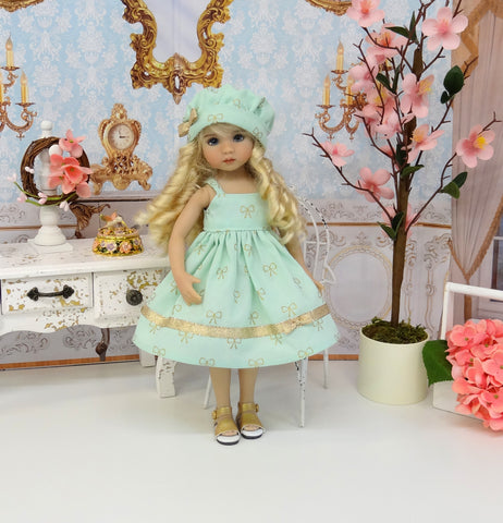 Golden Bows - dress, hat, & sandals for Little Darling Doll or 33cm BJD