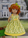 Golden Delicious - dress, tights and shoes for Little Darling Doll