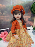 Golden Leaves - dress, jacket, beret, socks & shoes for Little Darling Doll or 33cm BJD