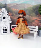 Golden Leaves - dress, jacket, beret, socks & shoes for Little Darling Doll or 33cm BJD