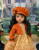 Golden Leaves - dress, jacket, beret, socks & shoes for Little Darling Doll or 33cm BJD