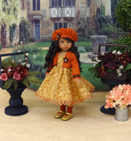 Golden Leaves - dress, jacket, beret, socks & shoes for Little Darling Doll or 33cm BJD