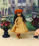 Golden Leaves - dress, jacket, beret, socks & shoes for Little Darling Doll or 33cm BJD