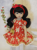 Golden Poinsettia - dress, tights & shoes for Little Darling Doll or 33cm BJD