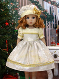 Golden Snow Fairy - dress, hat, tights & shoes for Little Darling Doll or 33cm BJD