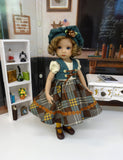 Grade School - dress, vest, beret, tights & shoes for Little Darling Doll or 33cm BJD