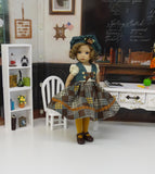 Grade School - dress, vest, beret, tights & shoes for Little Darling Doll or 33cm BJD