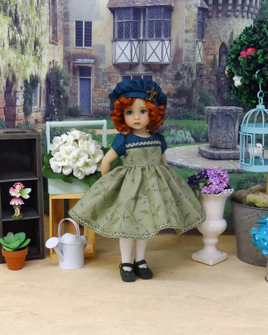Green Fern Glen - dress, beret, tights & shoes for Little Darling Doll