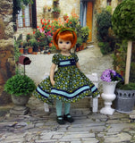 Green Garden - dress, tights & shoes for Little Darling Doll or other 33cm BJD