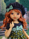 Green Meadow - dress, beret, tights & shoes for Little Darling Doll