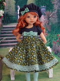 Green Meadow - dress, beret, tights & shoes for Little Darling Doll