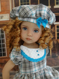 Grey Tartan - dress, beret, tights & shoes for Little Darling Doll
