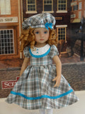 Grey Tartan - dress, beret, tights & shoes for Little Darling Doll