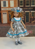 Grey Tartan - dress, beret, tights & shoes for Little Darling Doll