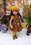 Harvest Paisley - dress, beret, tights & shoes for Little Darling Doll or other 33cm BJD