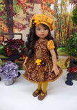 Harvest Paisley - dress, beret, tights & shoes for Little Darling Doll or other 33cm BJD