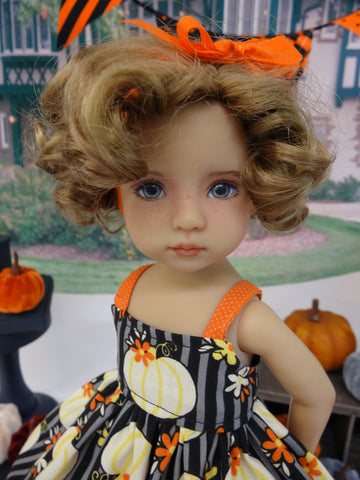 Harvest Pumpkin - dress, tights & shoes for Little Darling Doll or 33cm BJD