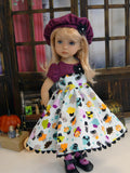 Haunted Cupcakes - dress, hat, tights & shoes for Little Darling Doll or 33cm BJD
