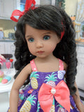 Hawaiian Pineapple - dress, tights & shoes for Little Darling Doll or 33cm BJD