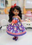 Hawaiian Pineapple - dress, tights & shoes for Little Darling Doll or 33cm BJD